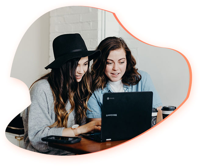 Two Girls working together