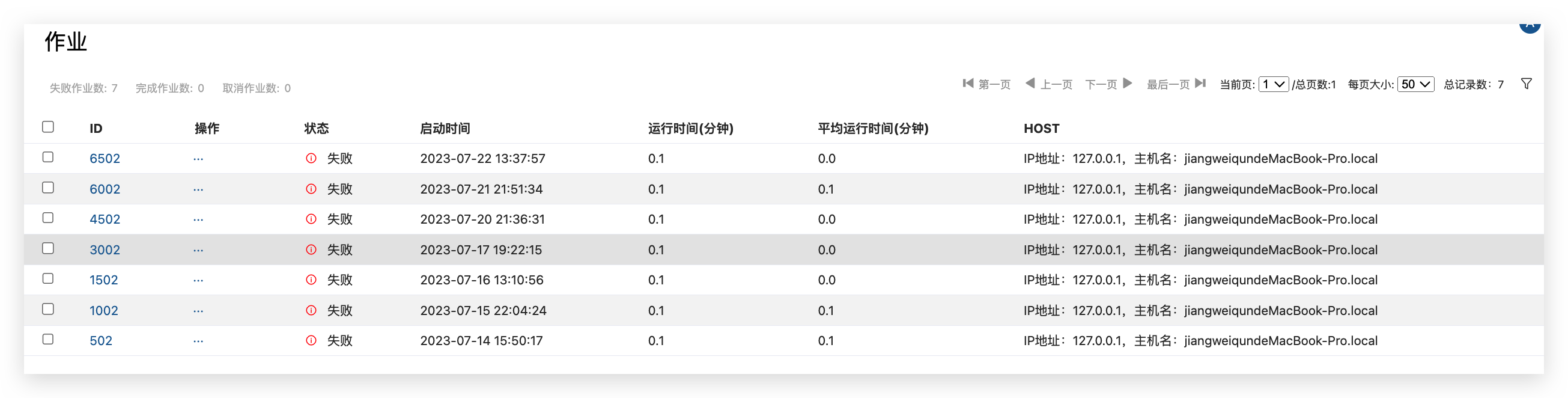作业列表